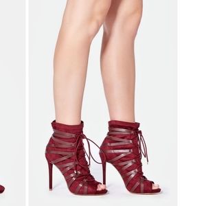 Justfab Maroon open toe Heel booties